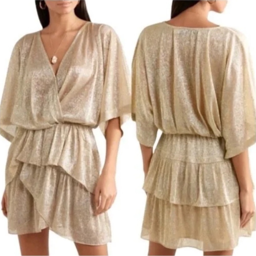 IRO metallic gold v-neck dress